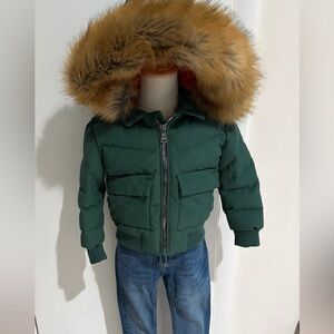 Jordan Craig Green Puffer Jacket with Fur Hood